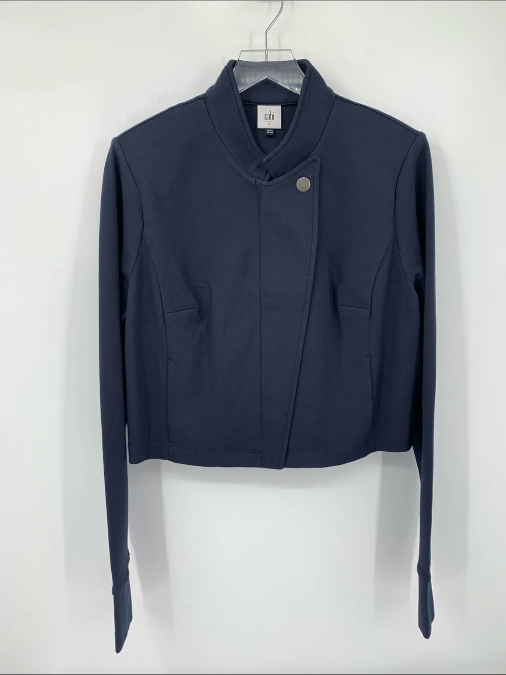 Cabi Admiral jacket coat navy blue nautical stretch thumbhole zipper new Large